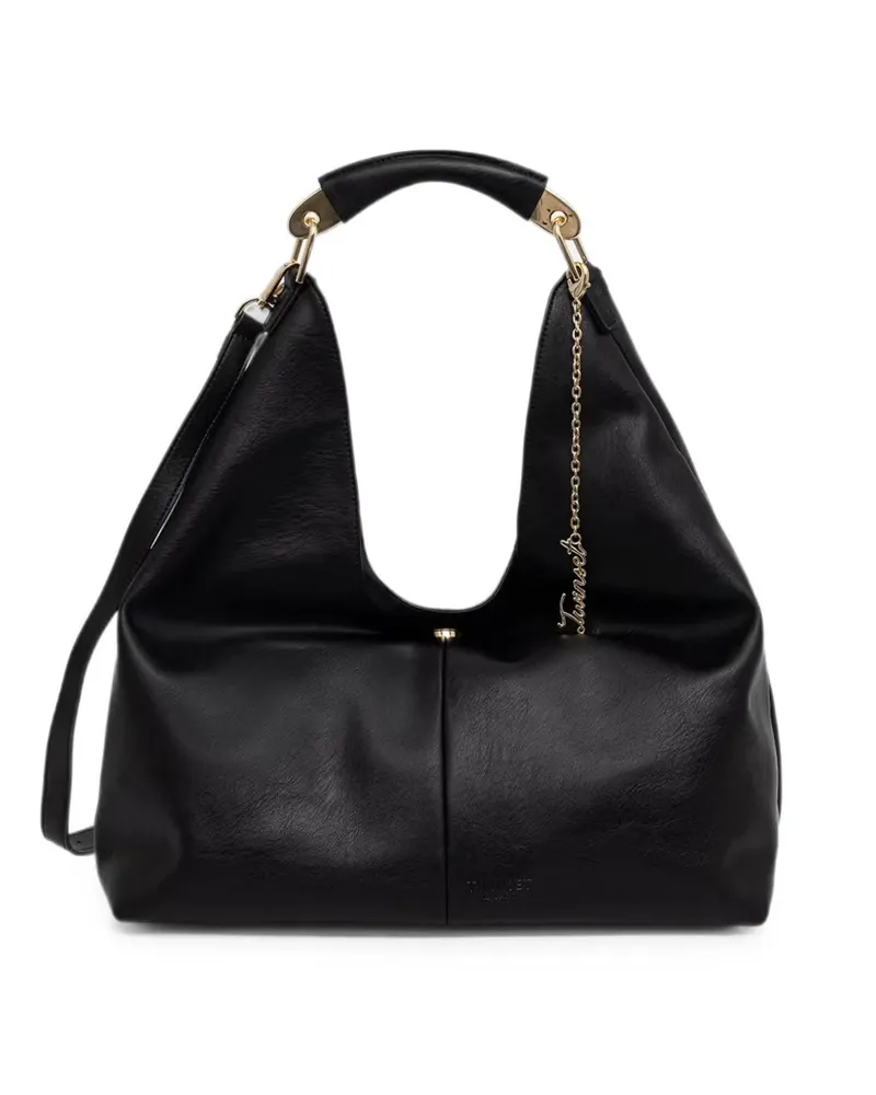 Twin-Set small logo-charm tote bag - Schwarz Schwarz