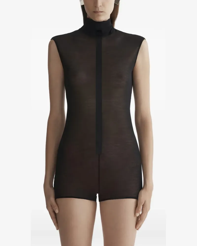 Thierry Mugler Top mit Stehkragen - Schwarz Schwarz