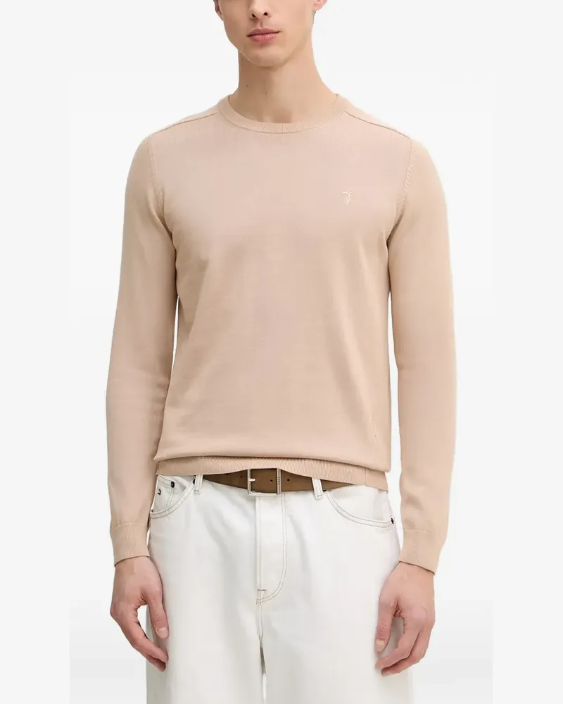Trussardi logo-embroidered crew-neck sweater - Nude Nude
