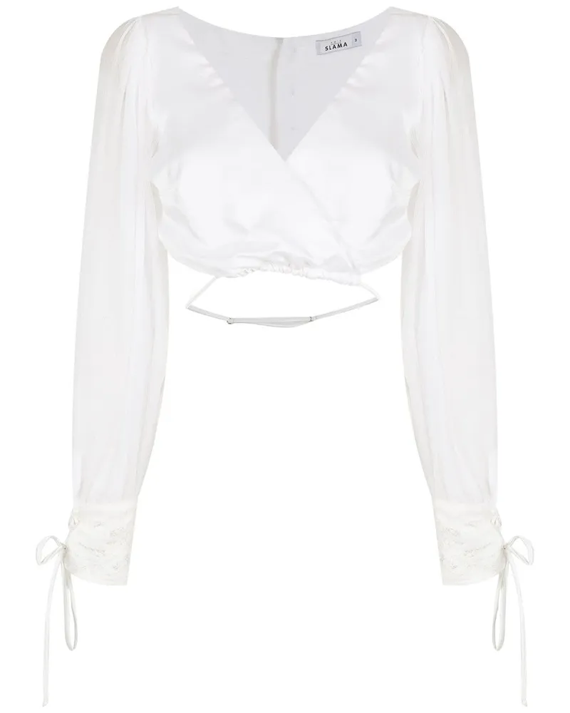 Amir Slama Oberteil mit Cropped-Ärmeln - Weiß Weiß