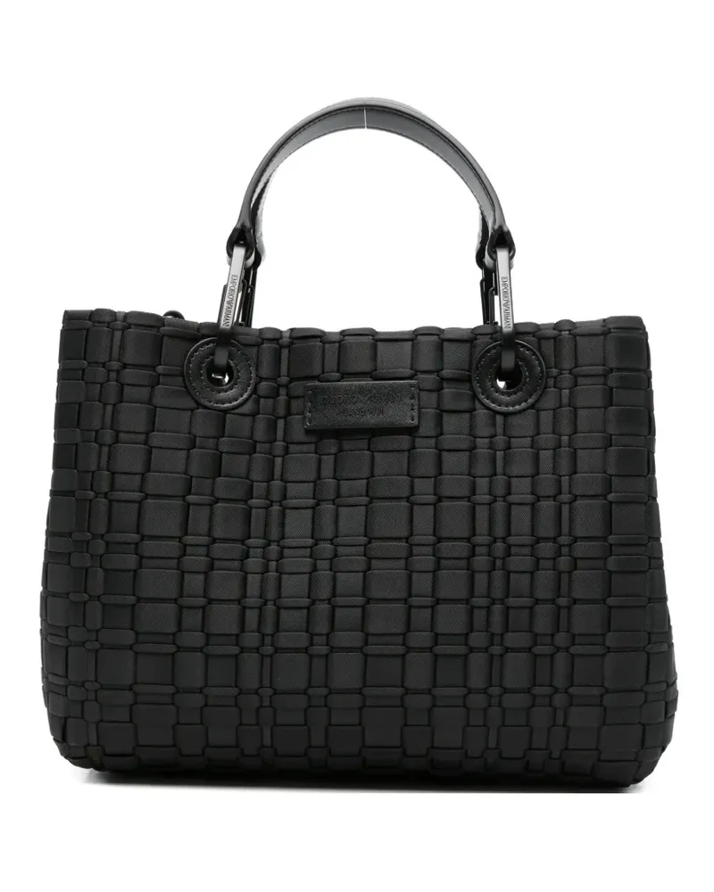 Emporio Armani woven top handle tote bag - Schwarz Schwarz