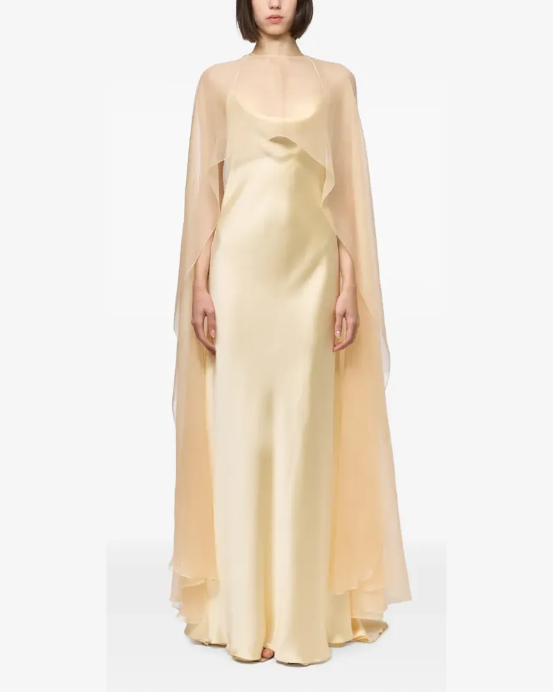ATU Body Couture satin-finish silk-cape slip maxi dress - Nude Nude