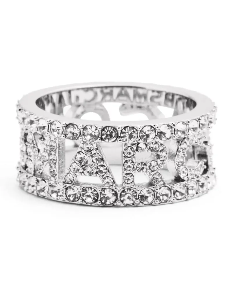 Marc Jacobs Kristallverzierter Ring mit Logo - Silber Silber