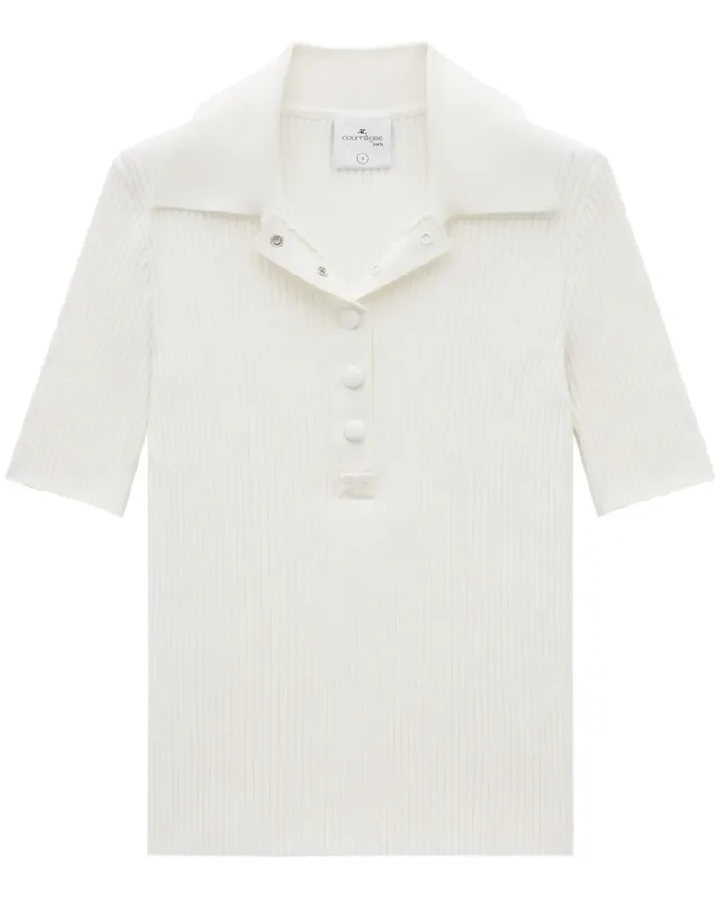 Courrèges AC Poloshirt aus geripptem Strick - Weiß Weiß