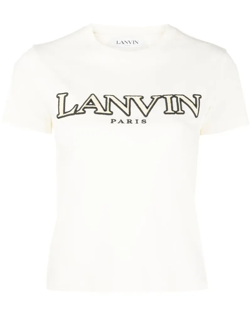 Lanvin T-Shirt mit Logo-Patch - Weiß Weiß