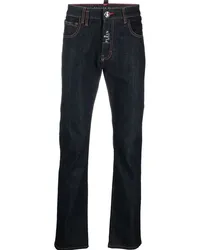 Philipp Plein Straight-Leg-Jeans mit Logo-Patch Blau