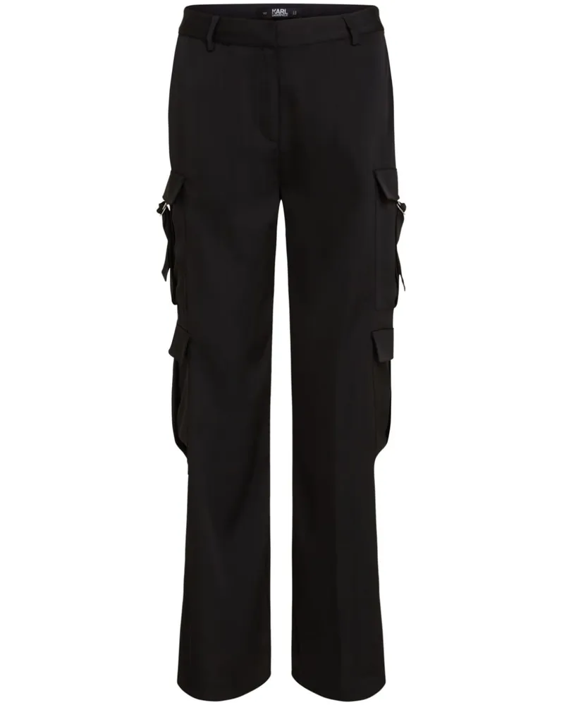 Karl Lagerfeld Cargohose mit Satin-Finish Schwarz