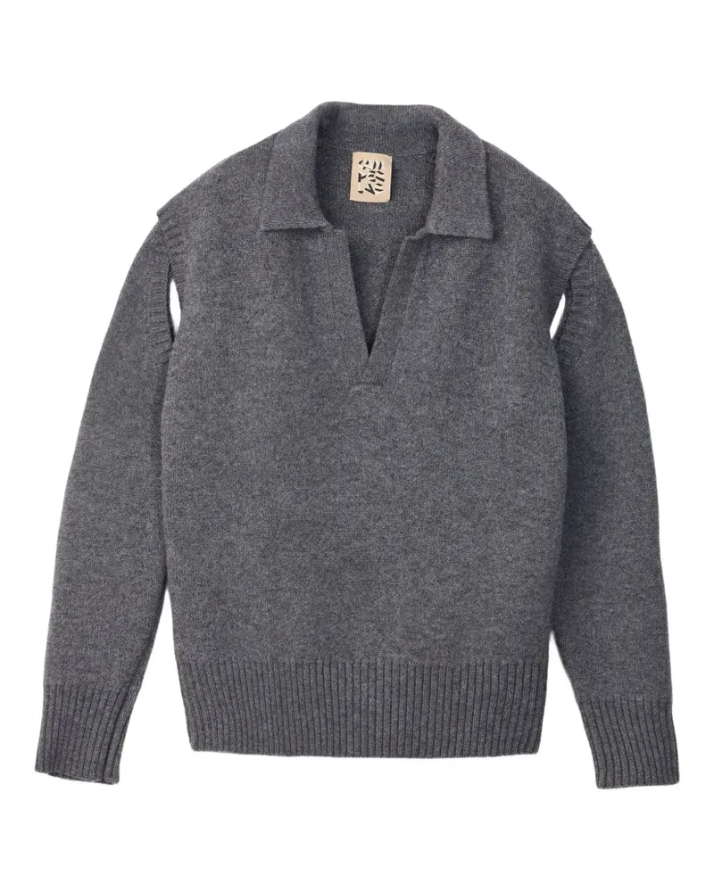 Camper Polo-Pullover mit Ärmelschlitzen - Grau Grau