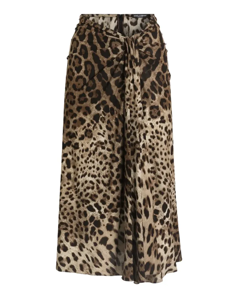Dolce & Gabbana Rock aus Viskose-Jersey mit Leo-Print - Nude Nude