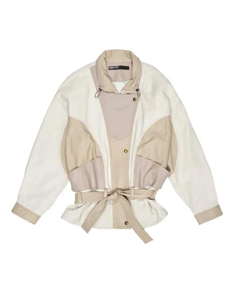 BIMBA Y LOLA Lederjacke mit Kontrasteinsätzen - Nude Nude