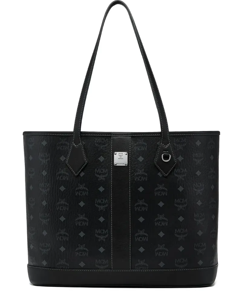 MCM medium logo-plaque tote bag - Schwarz Schwarz