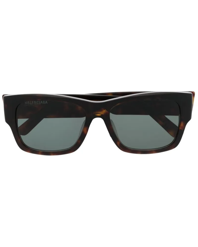 Balenciaga Eckige Sonnenbrille mit Emaille-Logo - Braun Braun