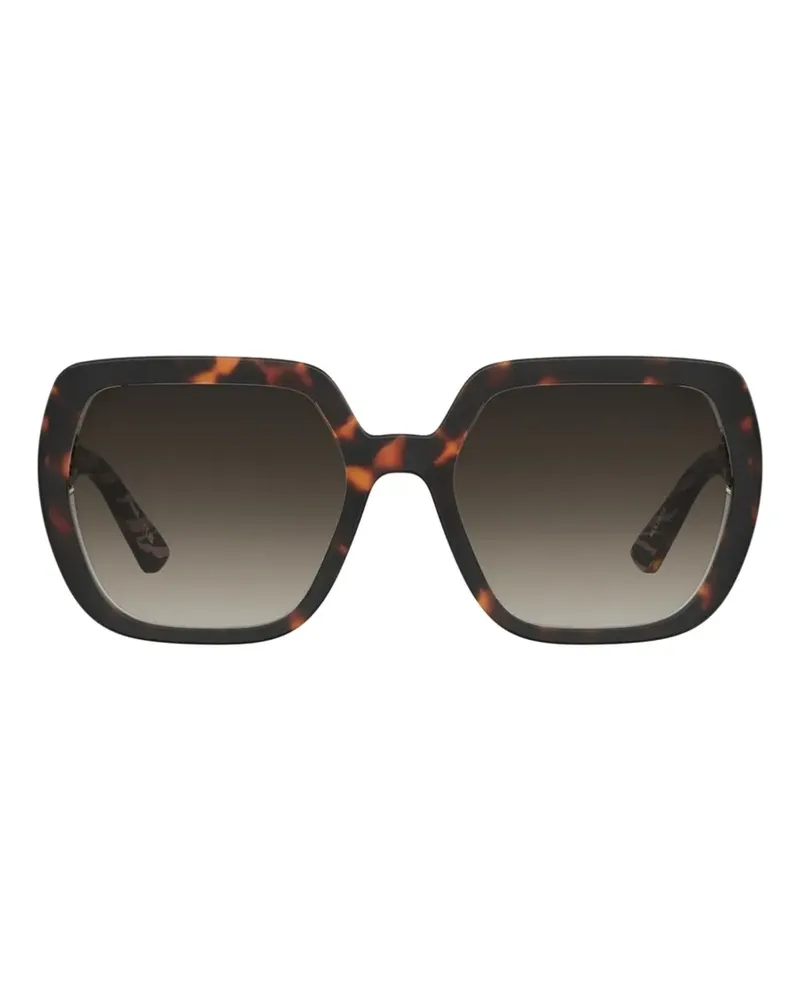 Moschino tortoiseshell-effect geometric-frame sunglasses - Braun Braun
