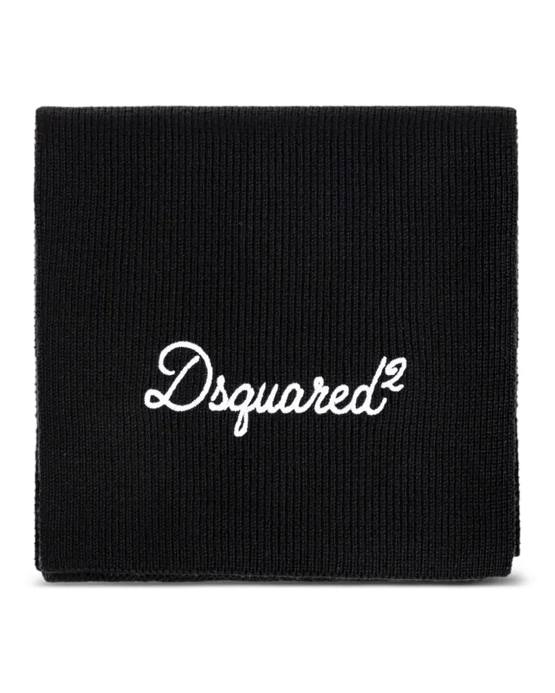 Dsquared2 Gerippter Schal mit Logo-Stickerei - Schwarz Schwarz