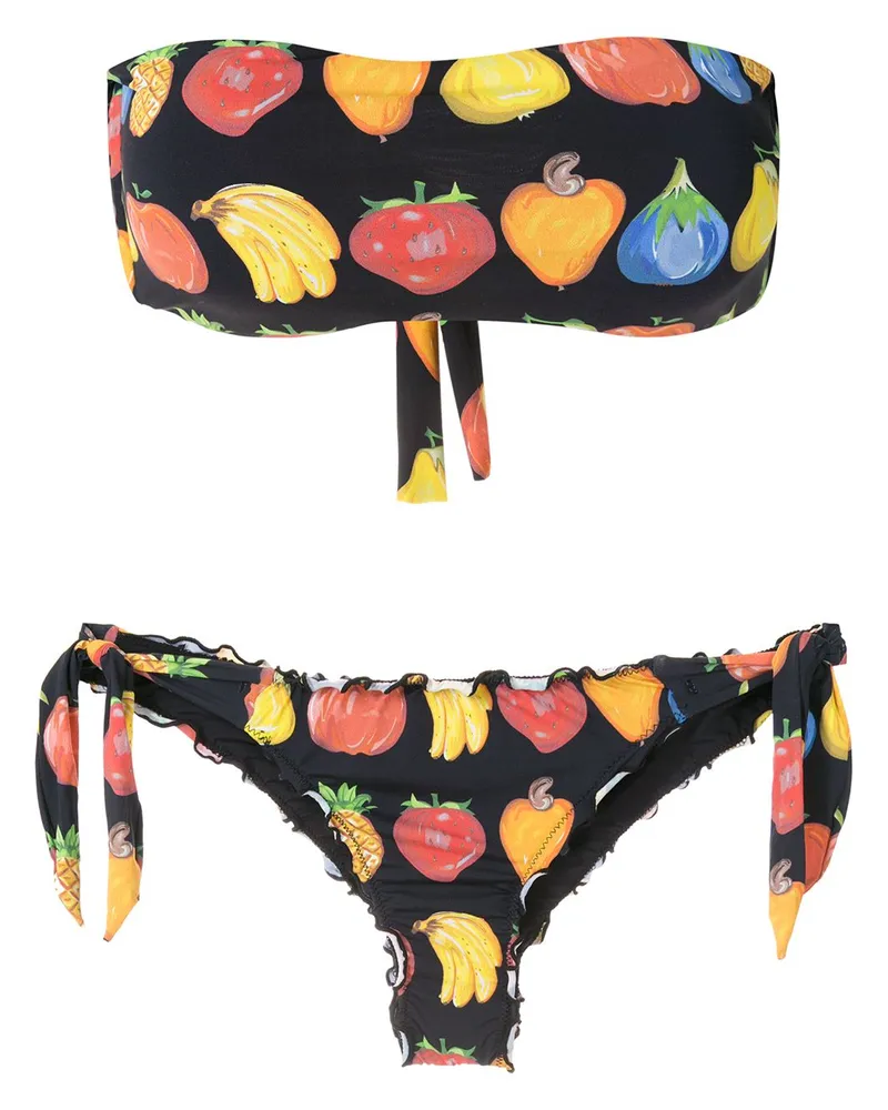 Amir Slama Bikini mit Bandeau-Top - Schwarz Schwarz