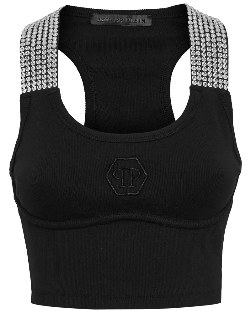 Philipp Plein Cropped-Top mit Kristallen - Schwarz Schwarz