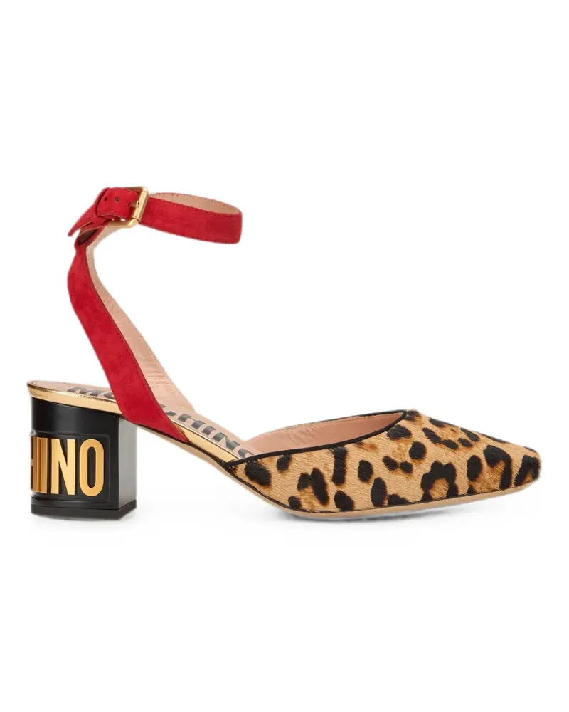 Moschino leopard-print logo-plaque pumps - Braun Braun