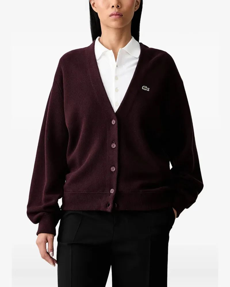 Lacoste logo-patch V-neck cardigan - Rot Rot