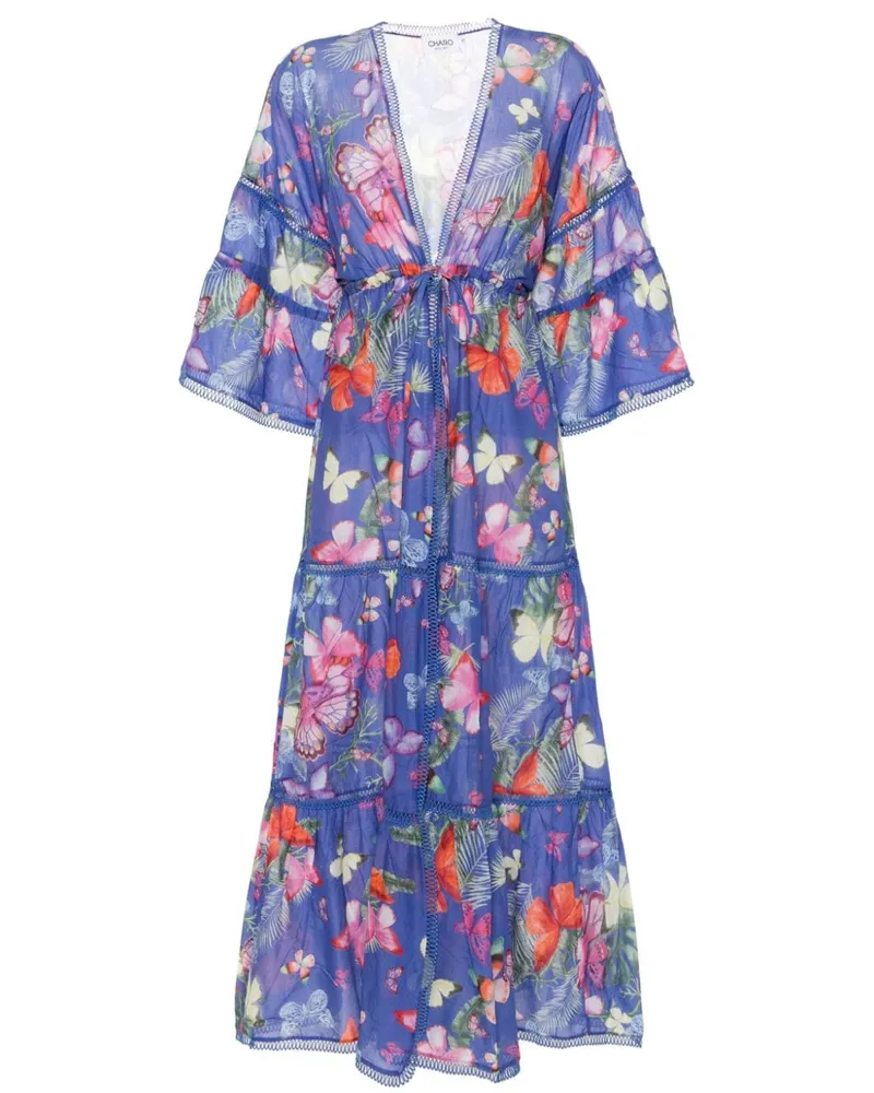 Charo Ruiz Gerba Kaftan mit Schmetterling-Print Blau