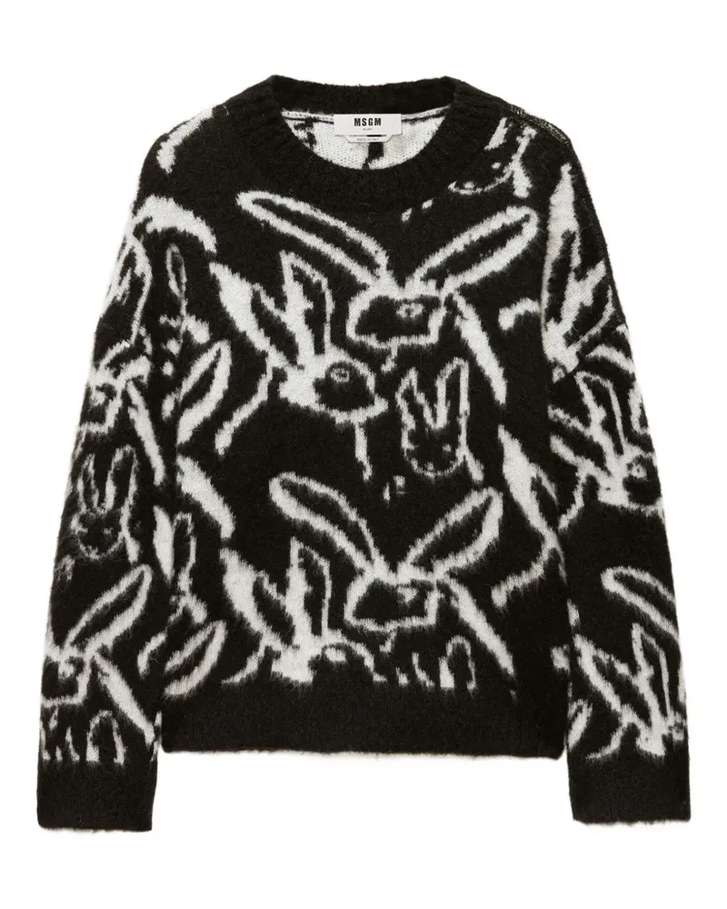 MSGM Sweatshirt mit Hasen-Print - Schwarz Schwarz
