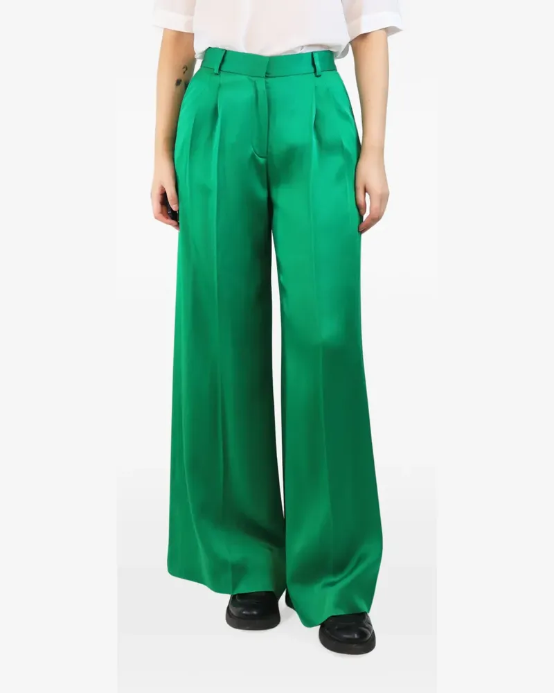 Bella Freud pleated-front satin tailored trousers - Grün Grün