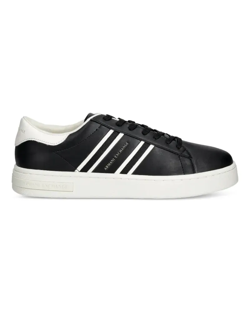 Armani Exchange Gestreifte Sneakers - Schwarz Schwarz