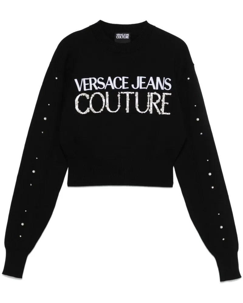 Versace Jeans Pullover mit Kunstperlen - Schwarz Schwarz