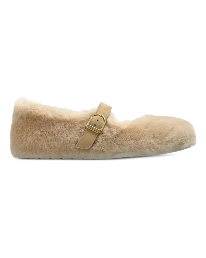Birkenstock Santa Clarita shearling-finish ballet flats - Nude Nude