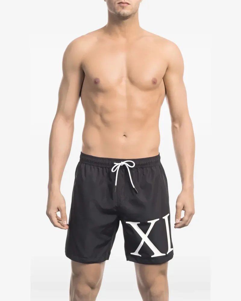 Bikkembergs Badeshorts mit Nummern-Print - Schwarz Schwarz