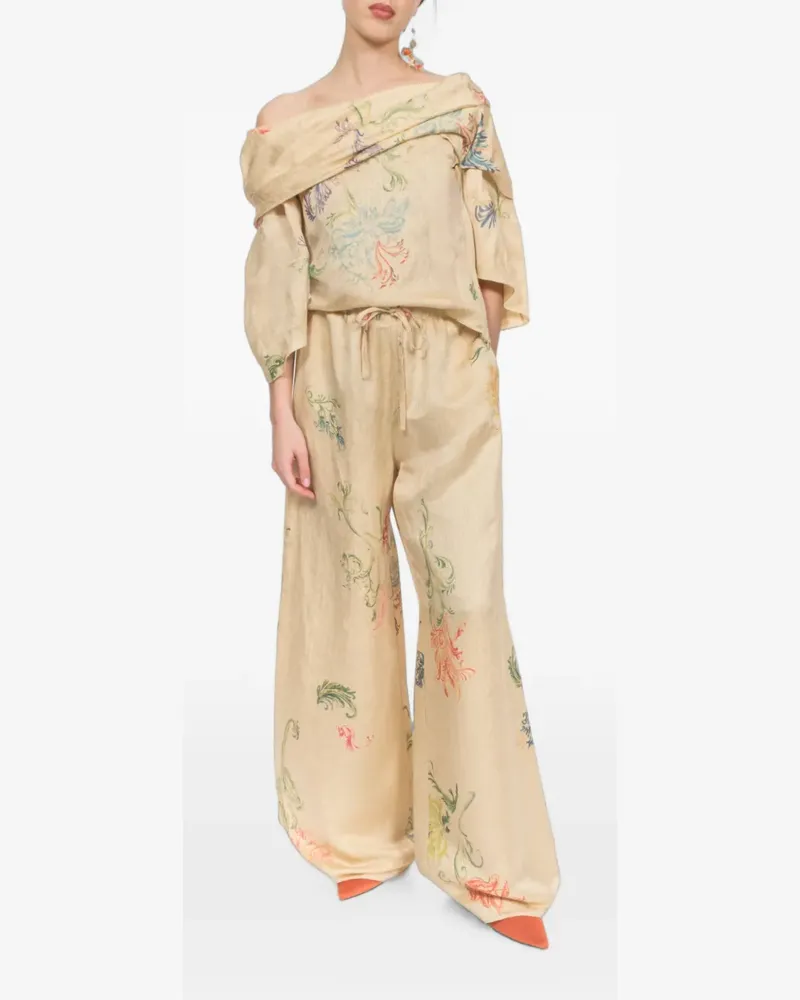 Rosie Assoulin Kordelzug-Hose aus Blumen-Jacquard - Nude Nude