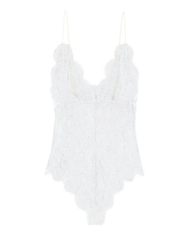 Victoria Beckham lace-panelled bodysuit - Weiß Weiß