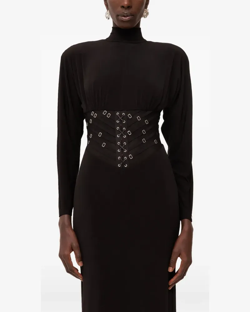 NISSA Tulle corset-detail maxi dress - Schwarz Schwarz