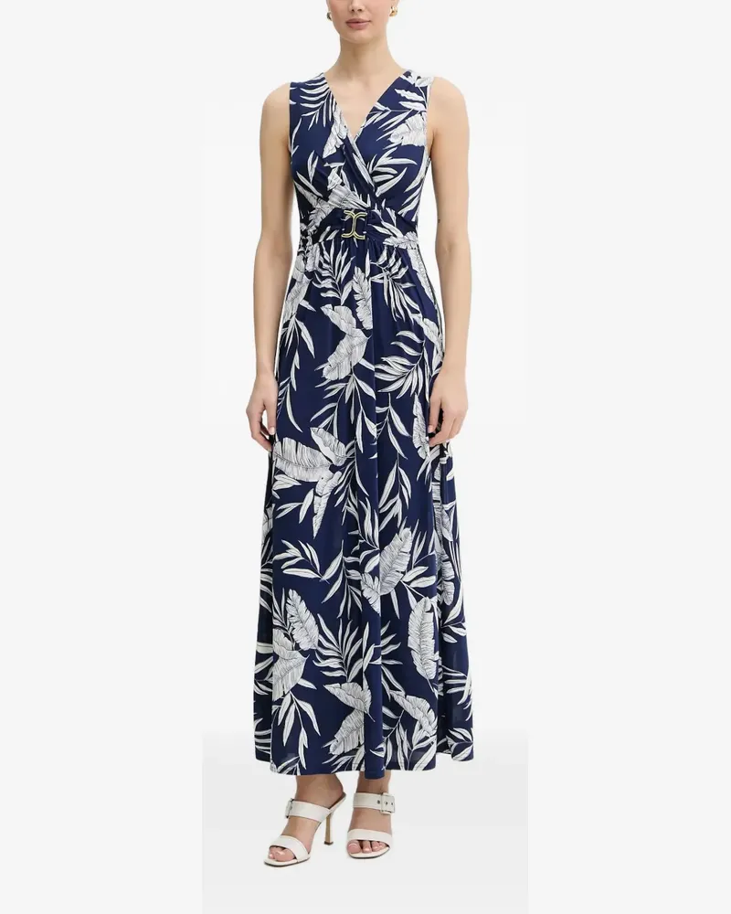 Morgan Maxikleid mit Blatt-Print - Blau Blau