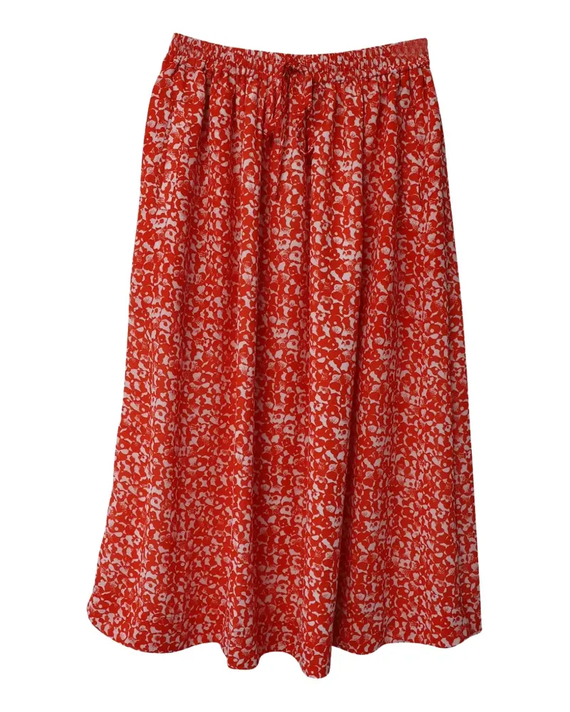 Ganni Rock aus Seide mit Blumenprint - Orange Orange