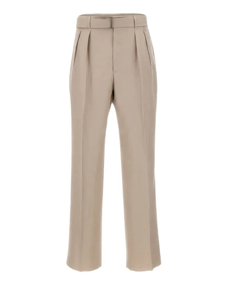 Tagliatore belted pleated-front trousers - Nude Nude