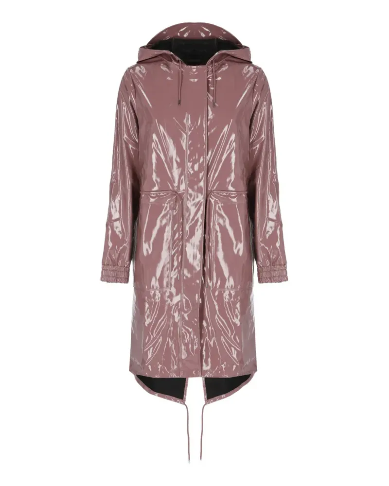 RAINS glossy hooded parka - Rosa Rosa