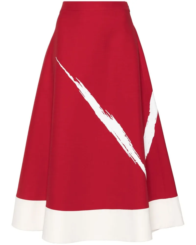 Valentino Garavani Midirock mit Farbklecks-Detail - Rot Rot