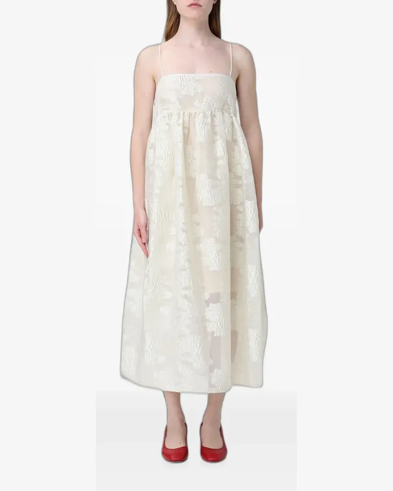 MEIMEIJ jacquard-pattern tie-back midi dress - Nude Nude