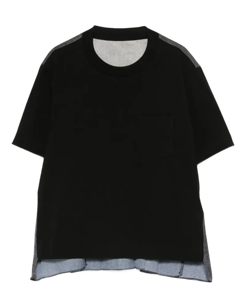 Sacai RundhalsT-Shirt im Layering-Look - Schwarz Schwarz
