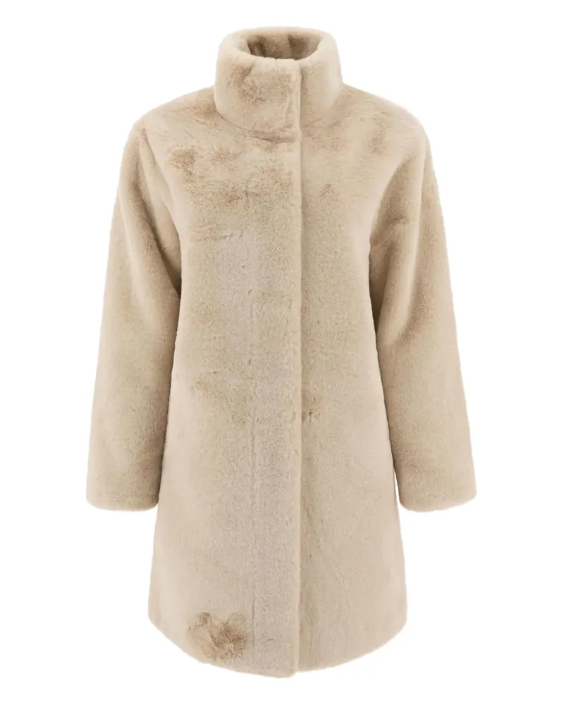 APPARIS Blair Mantel aus Faux Fur mit Stehkragen - Nude Nude