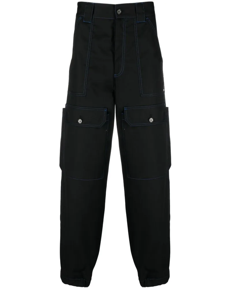 MSGM Hose mit Kontrastnähten - Schwarz Schwarz