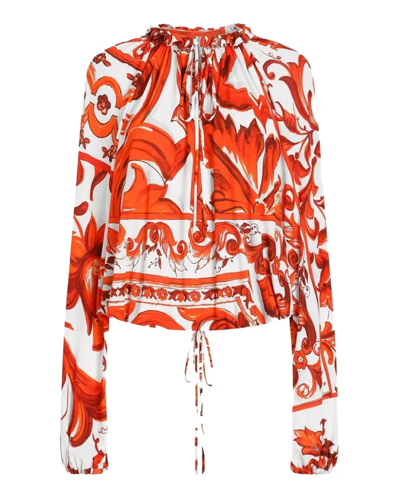 Dolce & Gabbana Oberteil mit Majolika-Print - Weiß Weiß