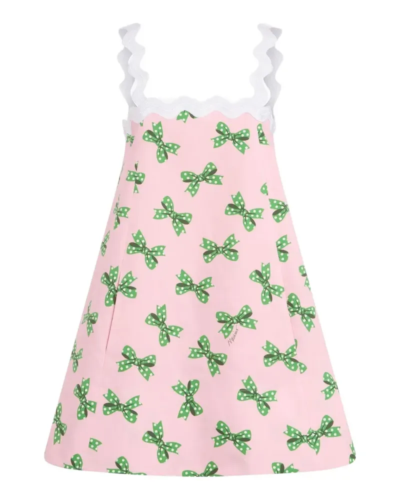 Moschino bow-print scalloped-trim mini dress - Rosa Rosa