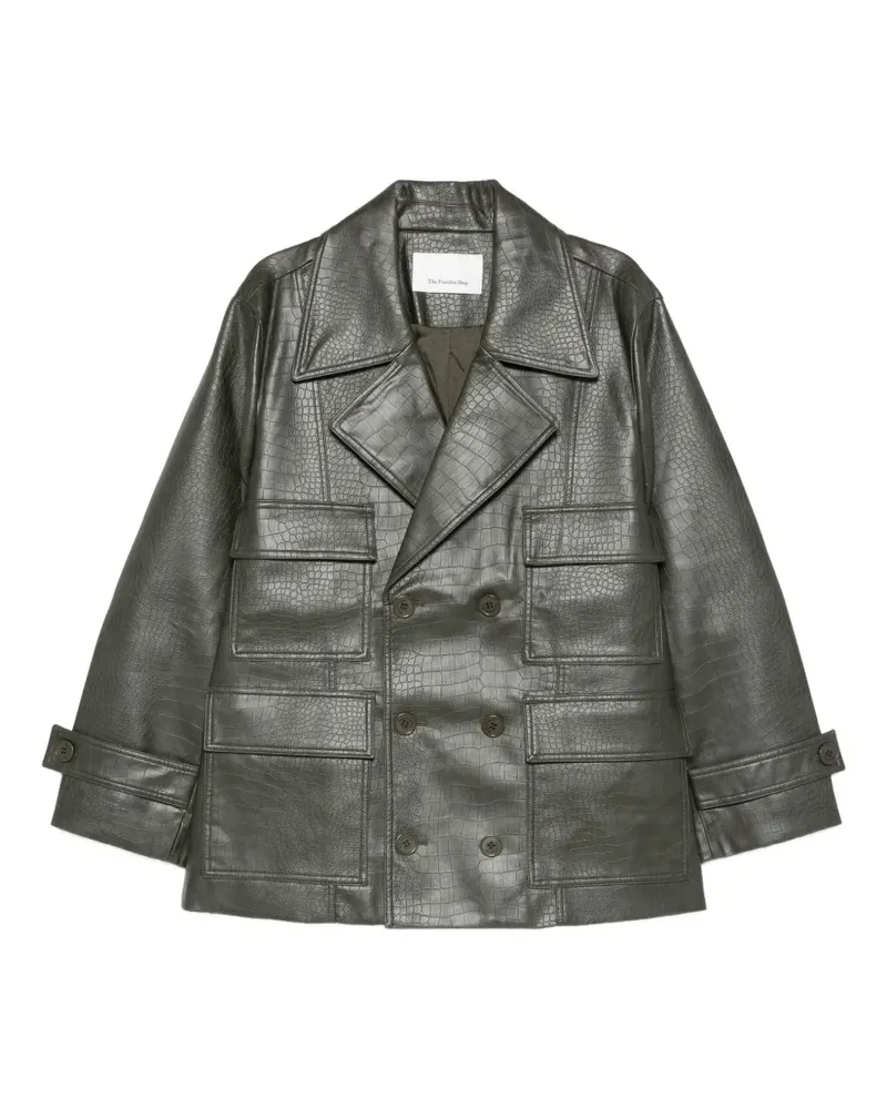 FRANKIE Shop faux leather double-breasted coat - Grün Grün