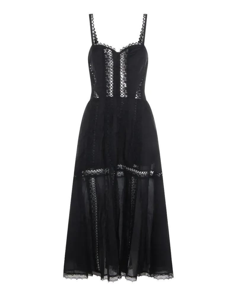 Charo Ruiz Dafelle lace trim midi dress - Schwarz Schwarz