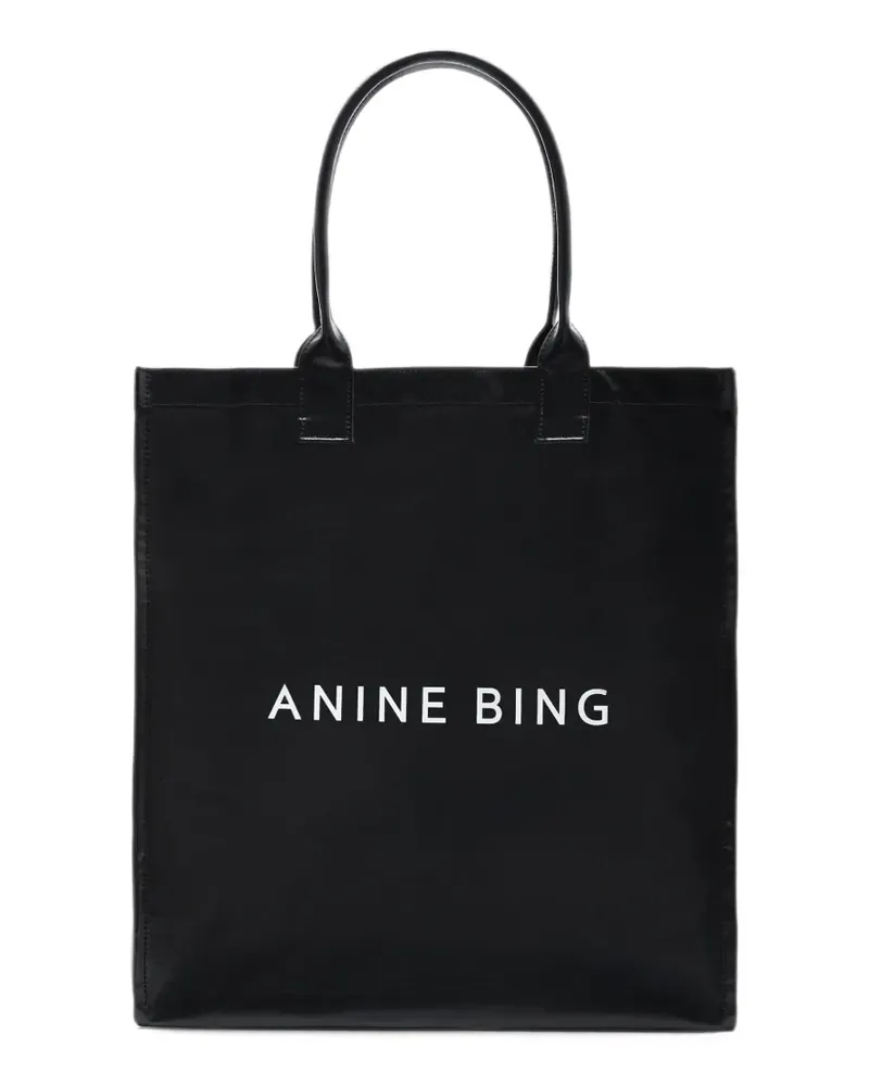 Anine Bing Leonie Tote Bag aus beschichtetem Canvas - Schwarz Schwarz