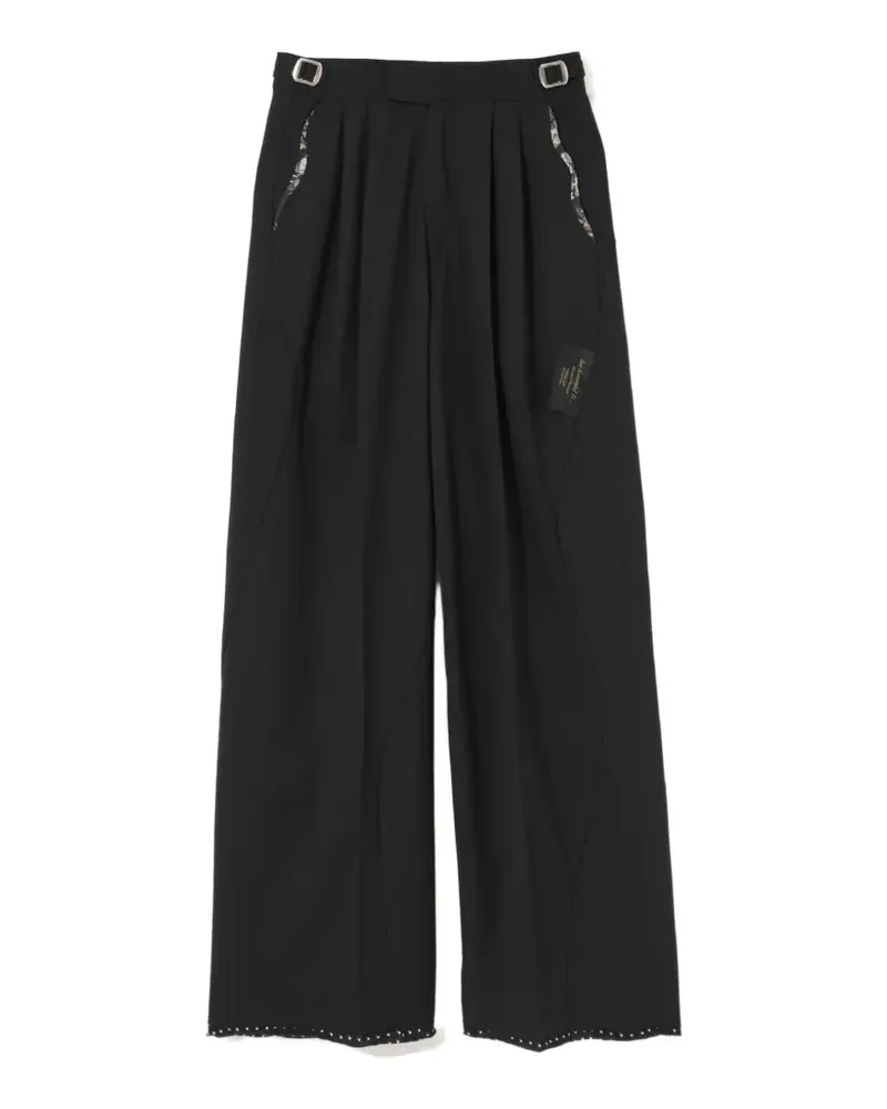 Undercover pleated floral-trim straight trousers - Schwarz Schwarz