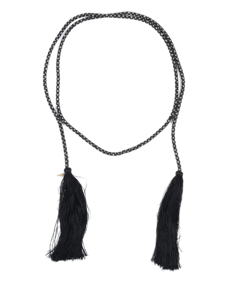 forte_forte crystal-embellished tassel-detail tie belt - Schwarz Schwarz