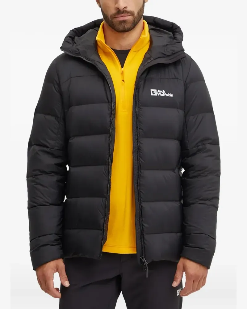 Jack Wolfskin Wattierte Nebelhorn Sportjacke mit Kapuze - Schwarz Schwarz