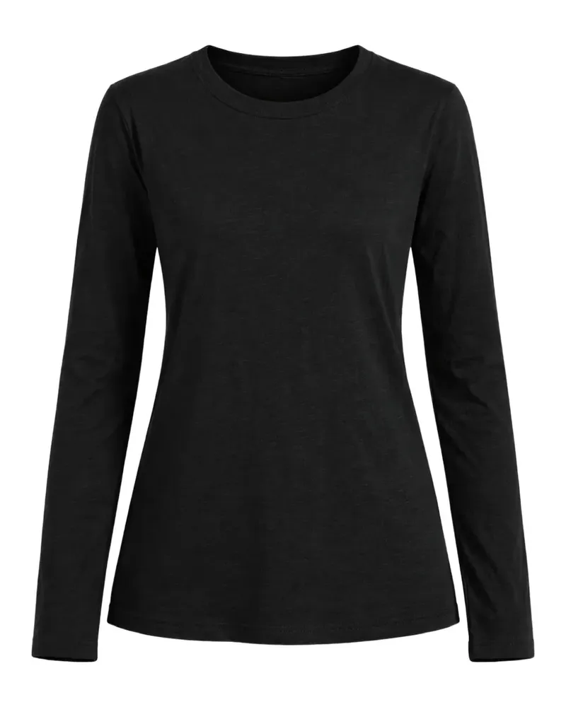 Velvet long-sleeve T-shirt - Schwarz Schwarz